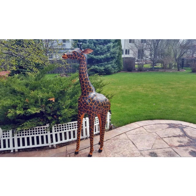 2010s 50" Handmade Paper Mache Giraffe Figurine For Sale - Image 5 of 5