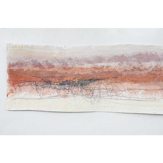 Long-format abstract landscape using watercolor and pencil on heavy watercolor paper by George Turner (1943-2014). Signed...