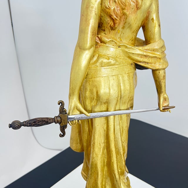 Gold Art Nouveau Sculpture Judith in Gilt Bronze by E. Tell, Austria, 1910 For Sale - Image 8 of 18