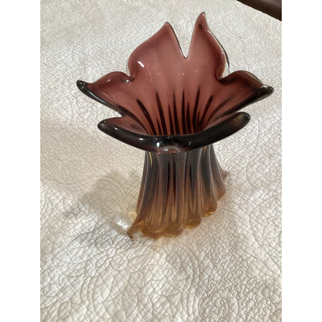 1960s Murano Art Glass Vase by Archimedean Seguso “Amber to Purple” For Sale - Image 5 of 8