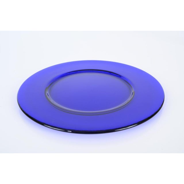 Glass Round Cobalt Blue Murano Glass Dinner Plates, Italy, 1980s, Set of 6 For Sale - Image 7 of 18