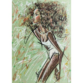 Contemporary Color Pencil Portrait of Anokyai on Limited Edition A4 Handmade Paper by Shirin Godhrawala For Sale