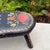 1950s Hand Painted Scandinavian Style Wooden Folk Art Footstool With Heart and Floral Decoration For Sale - Image 4 of 9