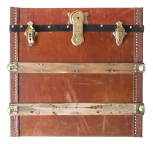 Antique Trunk Face Wall Hanging in Leather
