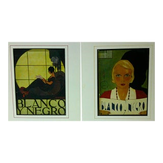 Early 20th Century Original Art Deco Front Covers of Blanco Y Negro Magazines - Set of 2 For Sale