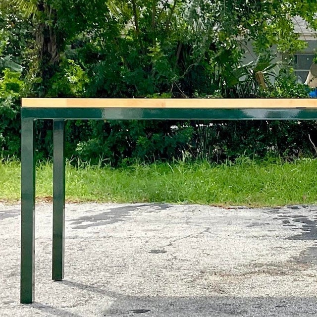 Late 20th Century Vintage Metal and Butcher Block Long Console Table For Sale - Image 10 of 14