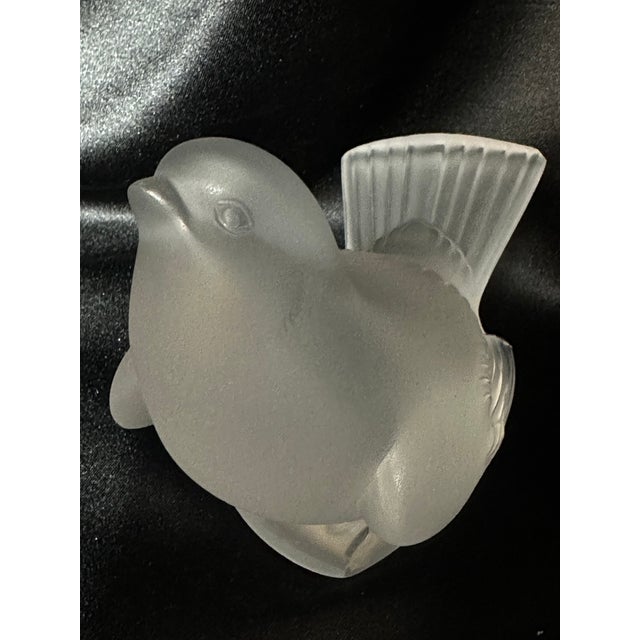 Glass Lalique Frosted Crystal Sparrows “Moineau” | Pair Signed Lalique France | 1990s For Sale - Image 7 of 14