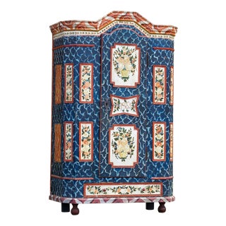 Antique Baroque Folk Art Hand-Painted Cabinet in Wood, Central Europe, 1865 For Sale
