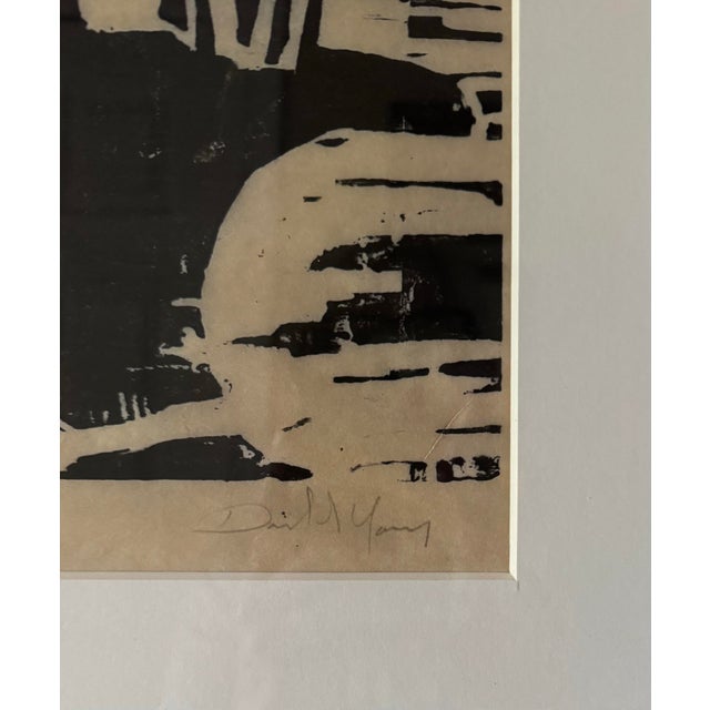 1970s Signed Modernist Penguin Wildlife Graphic Art Framed Monochrome Artwork For Sale - Image 4 of 6