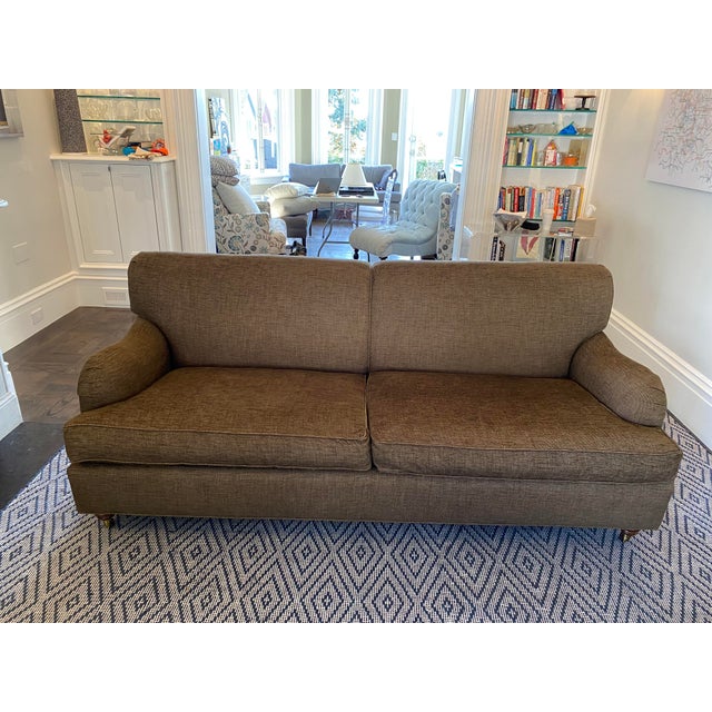 Chocolate Baker Roll Arm Chenille Sofa For Sale - Image 8 of 10