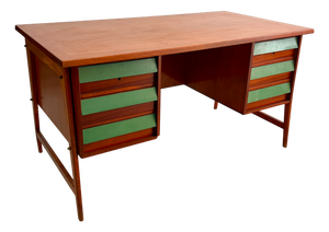 Mahogany Desk and 6 Drawers, 1950s
