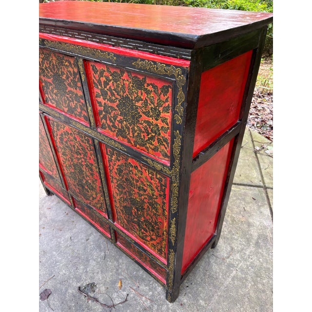 Chinoiserie Early 20th Century Tibetan Wedding Cabinet For Sale - Image 3 of 12