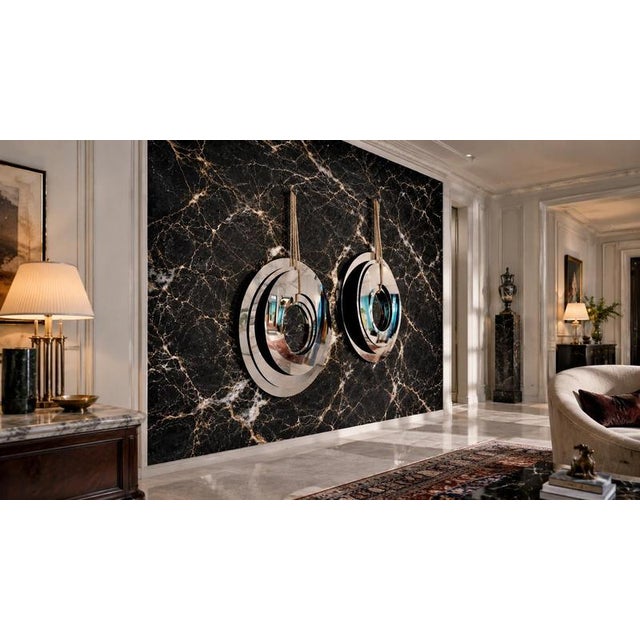 Collimate Silver Hanging Wall Mirror by GTG Design Couture For Sale - Image 4 of 9