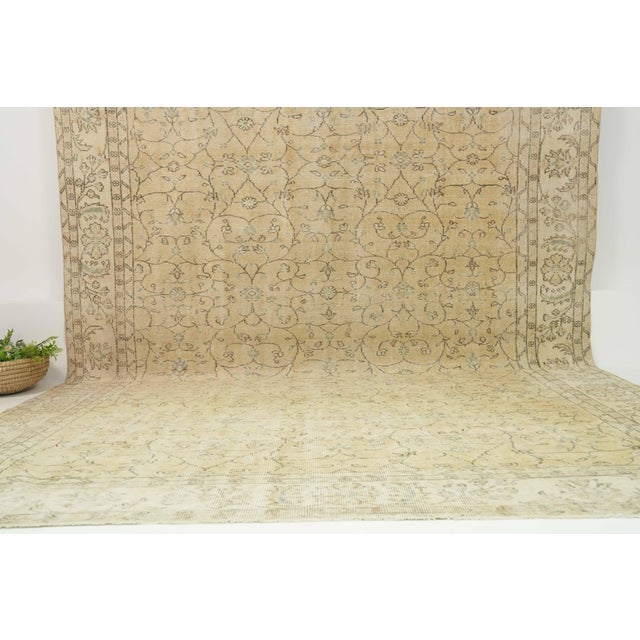 Beige 1970s Vintage Turkish Handmade Wool Cotton Beige Area Rug For Sale - Image 8 of 12