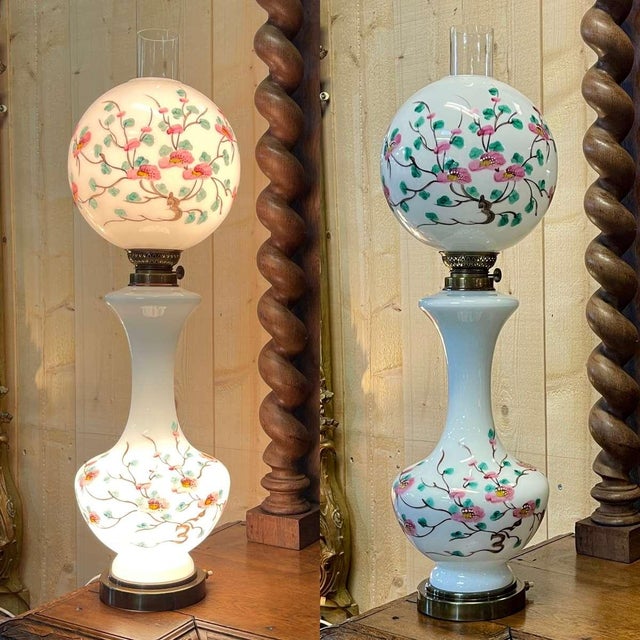 Late 19th Century Napoleon III Lamp in White Opaline Glass For Sale - Image 14 of 15