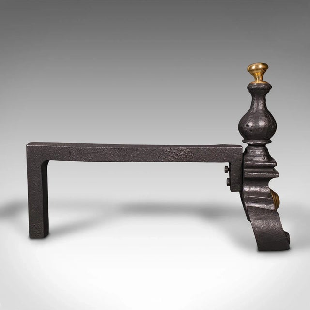 1850s Victorian Pair of Antique English Decorative Fire Rests, Fireside Andiron For Sale - Image 4 of 11