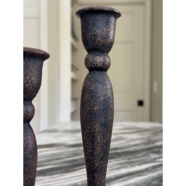Spanish Revival Vintage Metal Candle Stick Holders - Set of 3 For Sale - Image 11 of 15