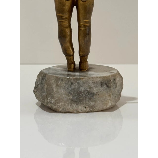 Antique Georges Omerth Gilt Bronze & Alabaster Figural Sculpture – Boy in Top Hat For Sale - Image 4 of 6