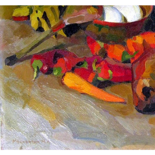 1970s 1970s Still Life Oil Painting, Soviet Ukrainian Art on Cardboard 49-52 For Sale - Image 5 of 6