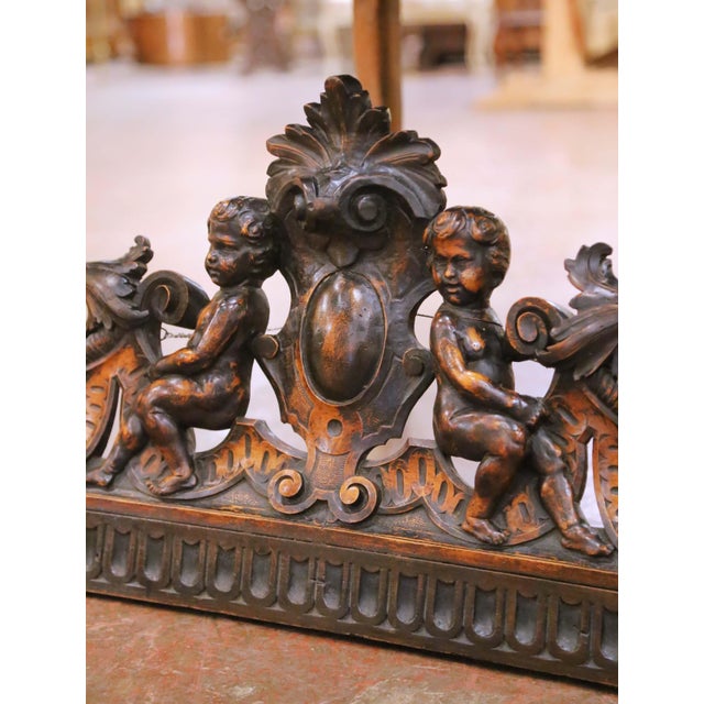 French Early 19th Century French Walnut Carved Pediment With Putti Figures For Sale - Image 3 of 9