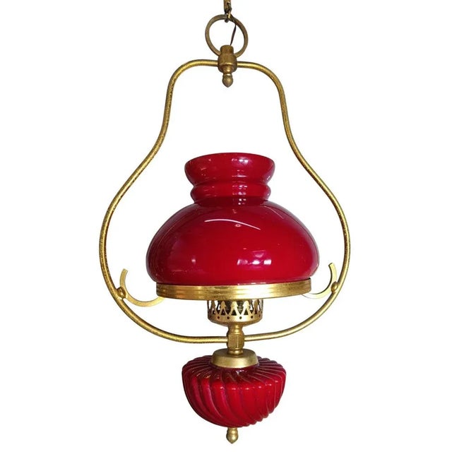 1940s Red Hanging Lamp, 1940s For Sale - Image 5 of 6