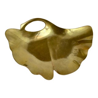 Brass Gingko Leaf Tray For Sale