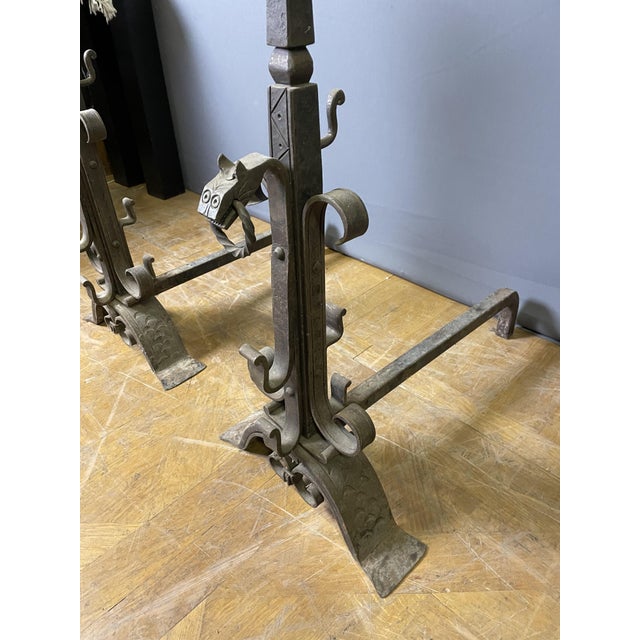 Wrought Iron Andirons, 1930, Set of 2 For Sale - Image 3 of 8