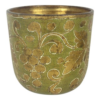 Vintage Italian Florentine Gilded Terracotta Planter Cachepot For Sale