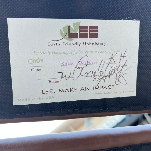 Lee Industries Transitional Leather Recliner Chair For Sale - Image 10 of 10