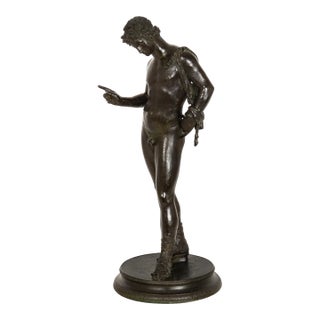 Fine Italian Grand Tour Antique Bronze Sculpture of “Narcissus” After Antiquity For Sale
