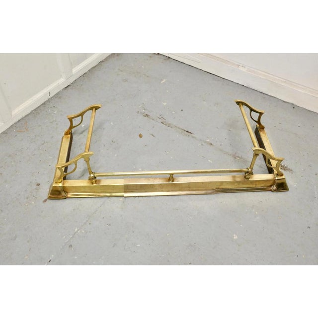 Large Victorian Art Nouveau Brass Fender For Sale - Image 6 of 8