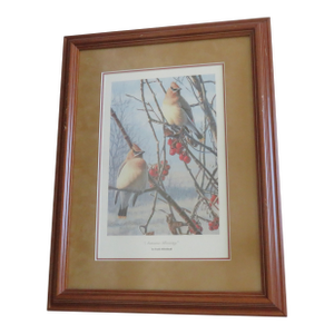Autumn Bounty Cedar Waxwing Birds Print '93 Artist Signed LTD Edition #118/600