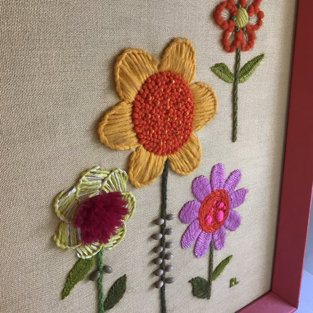 1970s Needlepoint Flower Art Chairish