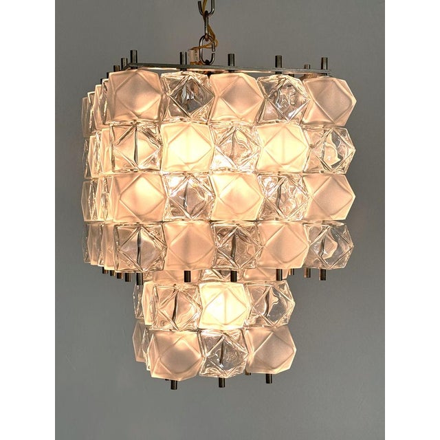 Cream Mid-Century Modern Italian Murano Glass Geometric Pendant by Interlux, 1960s For Sale - Image 8 of 17