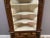 Antique Corner Cabinet Burled Wood Painted Interior 2 Pce Fluted Column Arched For Sale - Image 4 of 13