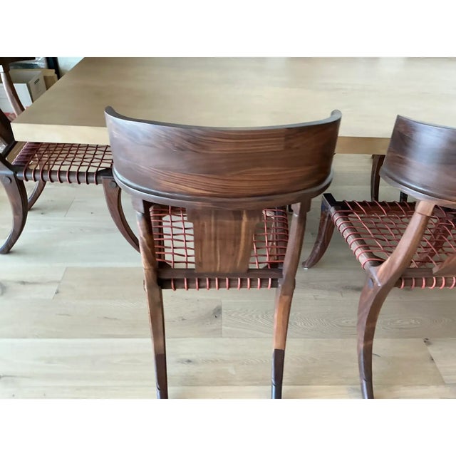 Klismos Style Solid Walnut Dining Chairs -Set of 10 For Sale - Image 4 of 10