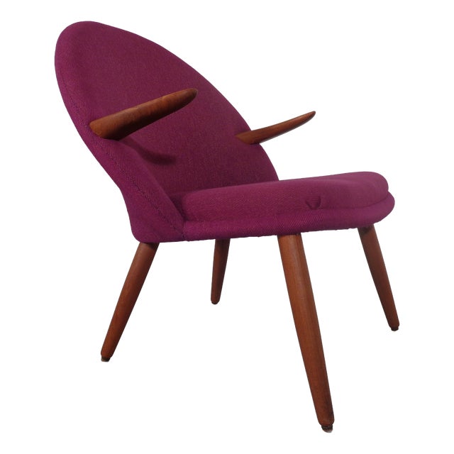 Purple Teak Armchair by Kurt Olsen for Glostrup, Denmark, 1950s For Sale
