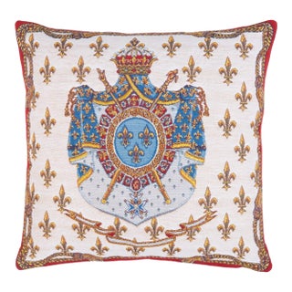 Royal Coat of Arms Tapestry Cushion With Feather Filler - 46 X 46cm For Sale