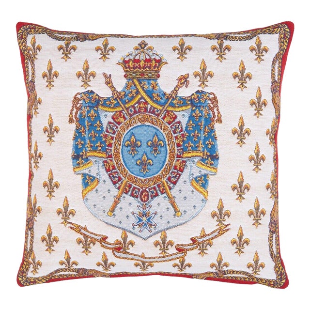 Royal Coat of Arms Tapestry Cushion With Feather Filler - 46 X 46cm For Sale