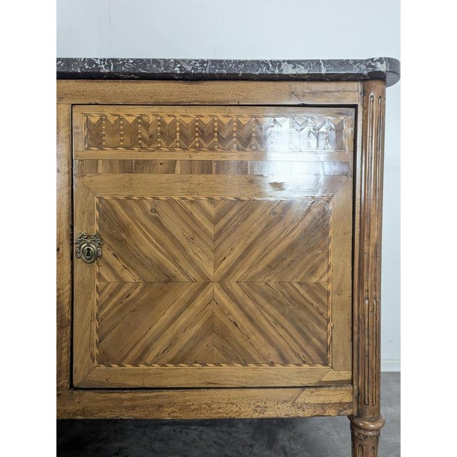 Brown Louis XVI Style Marquetry Sideboard, 1800s For Sale - Image 8 of 9
