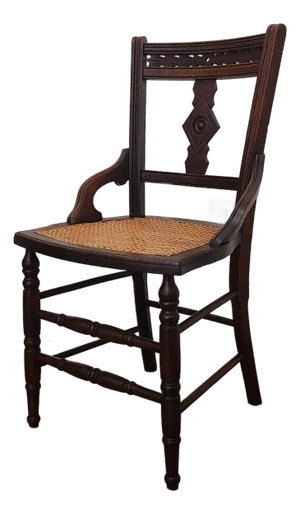 Antique Eastlake Victorian Side or Desk Chair With Caned Seat