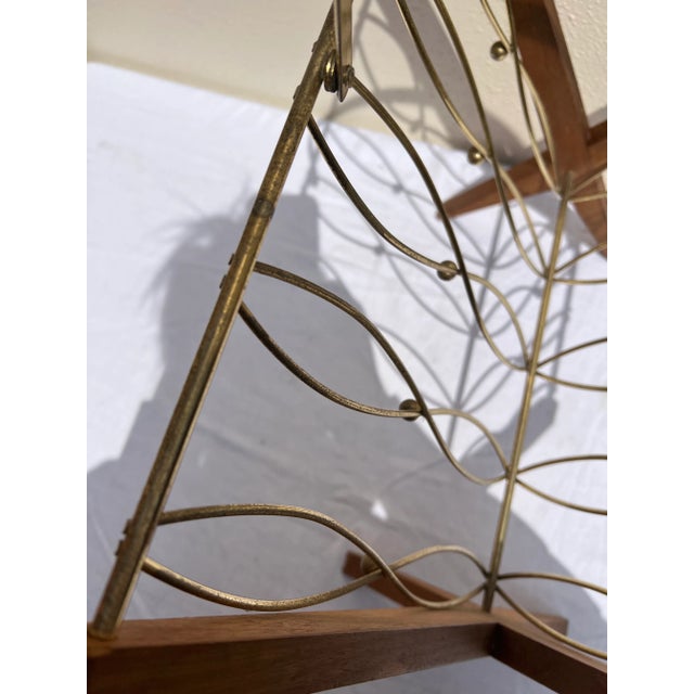 Brass 1960s Mid Century Brass and Wood Magazine Rack For Sale - Image 8 of 13