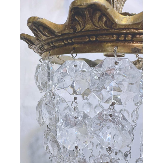 Vintage Brass Basket Chandelier For Sale - Image 4 of 7