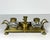 Brass 19th Century Victorian Brass Double Inkwell & Candle Holder Set: English Antique For Sale - Image 8 of 10