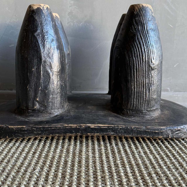 Vintage Black Painted African Stool For Sale - Image 4 of 7