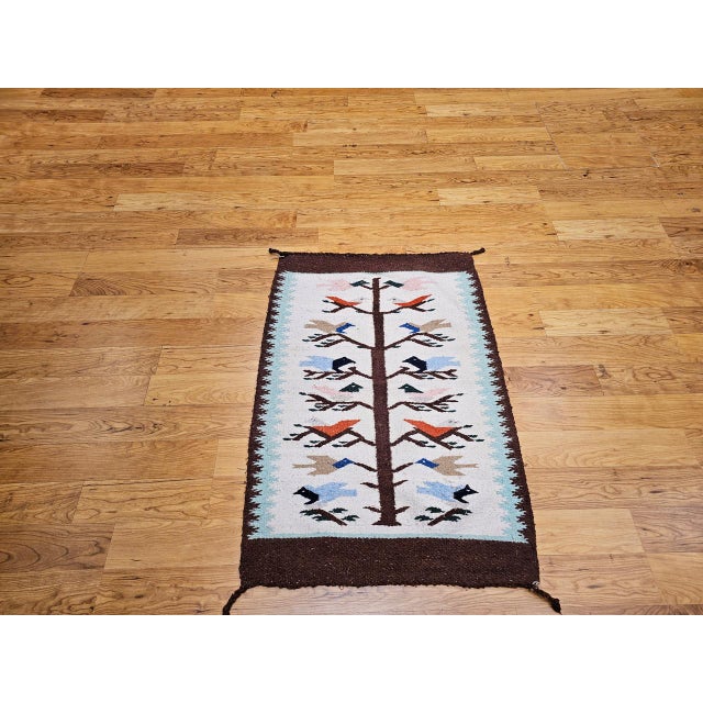 Vintage Native American Navajo Rug, Handwoven Wool, Tree of Life Pattern, 2x3 For Sale - Image 9 of 13
