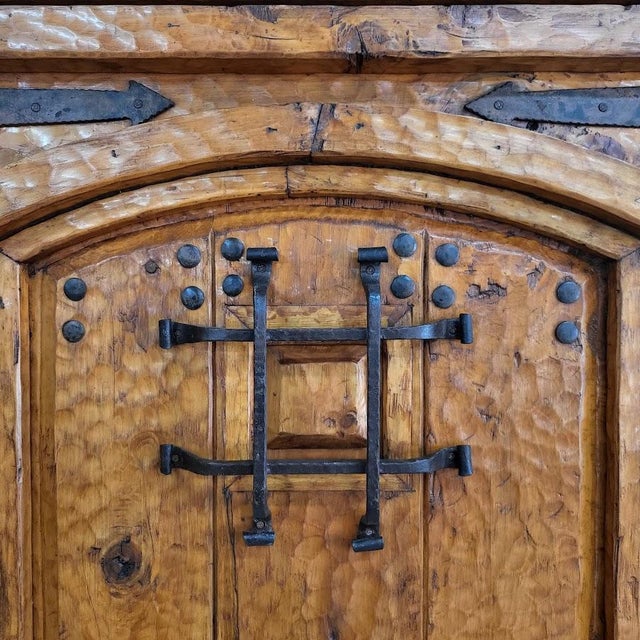 Handcrafted Solid Wood Rustic Exterior Single Door With Sidelight – Custom Mexican Design Made to Order For Sale - Image 10 of 16