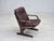1970s, Scandinavian armchair. Original brown furniture leather, beech wood, canvas. Original very good condition: no...