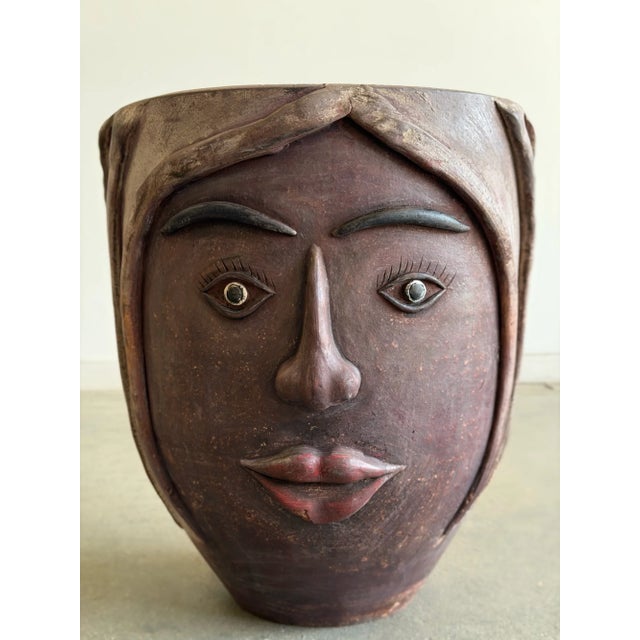 Vintage Mexican Terracotta Face Planter For Sale In Los Angeles - Image 6 of 15