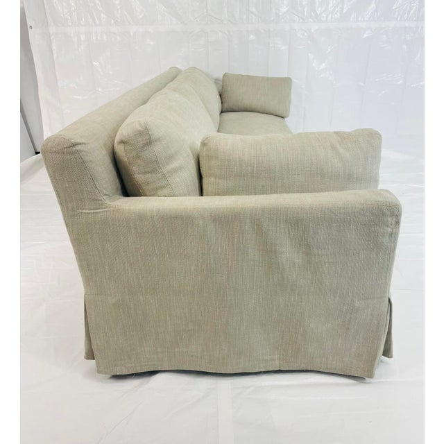 Modern Restoration Hardware Oversized Linen Slipcover Sofa in Neutral Sand Tone For Sale - Image 3 of 18